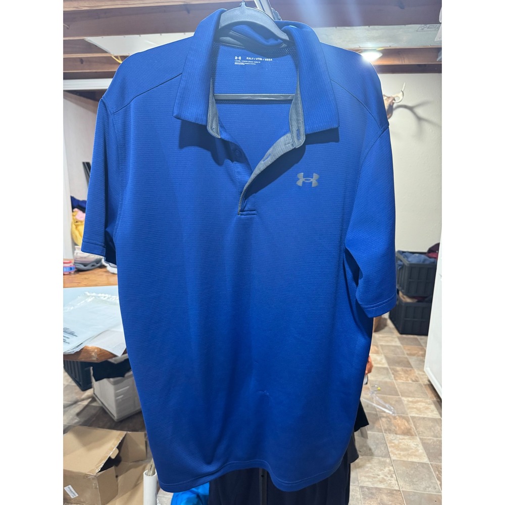 Under Armour Mens XXLT Royal Blue HeatGear Loose Fit Short Sleeve Polo Shirt